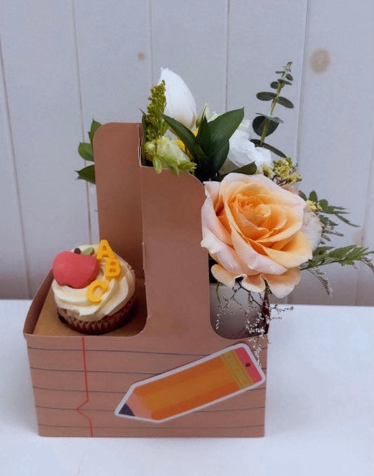 Duo Cupcake et fleurs - Merci professeur!